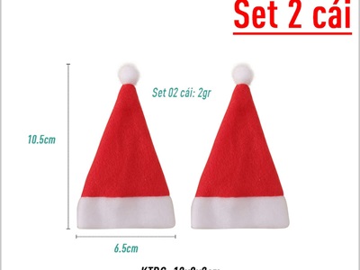 Set 02 Nón Noel vải mini Decor bàn tiệc ĐK 6cm NON-X-09